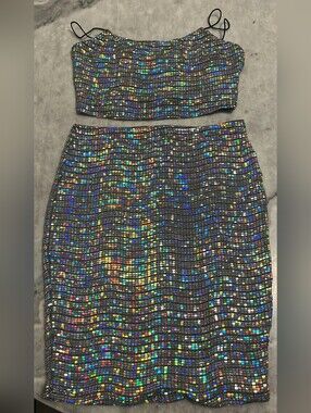 Fashion Nova Black Holographic Sequin Pencil Skirt